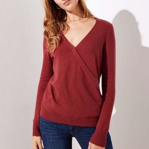 NWOT Loft Small Rust Wrap Wool Sweater
